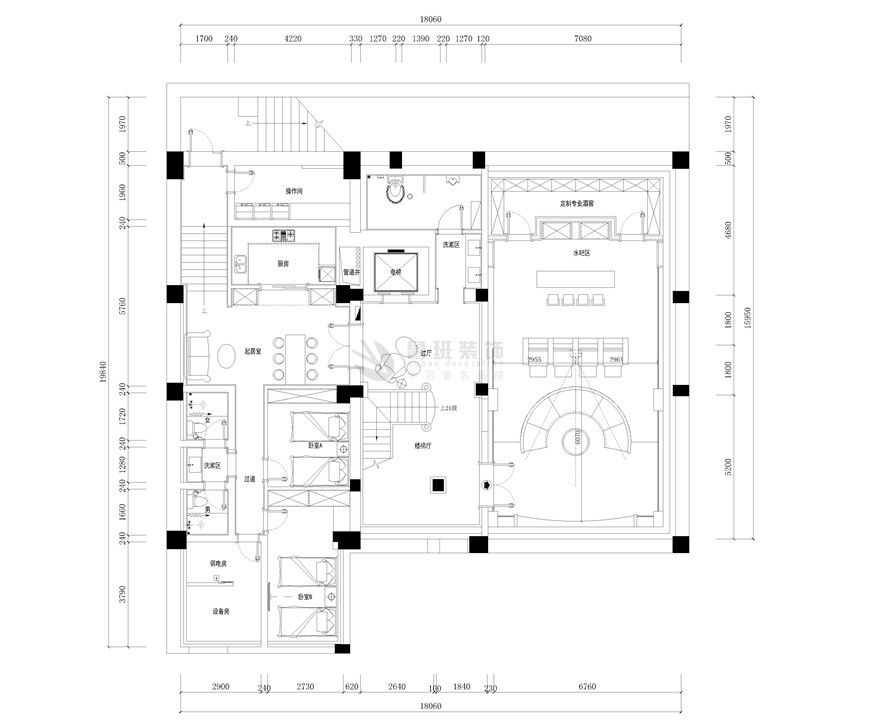 魯班裝飾,自建別墅,一層戶型圖