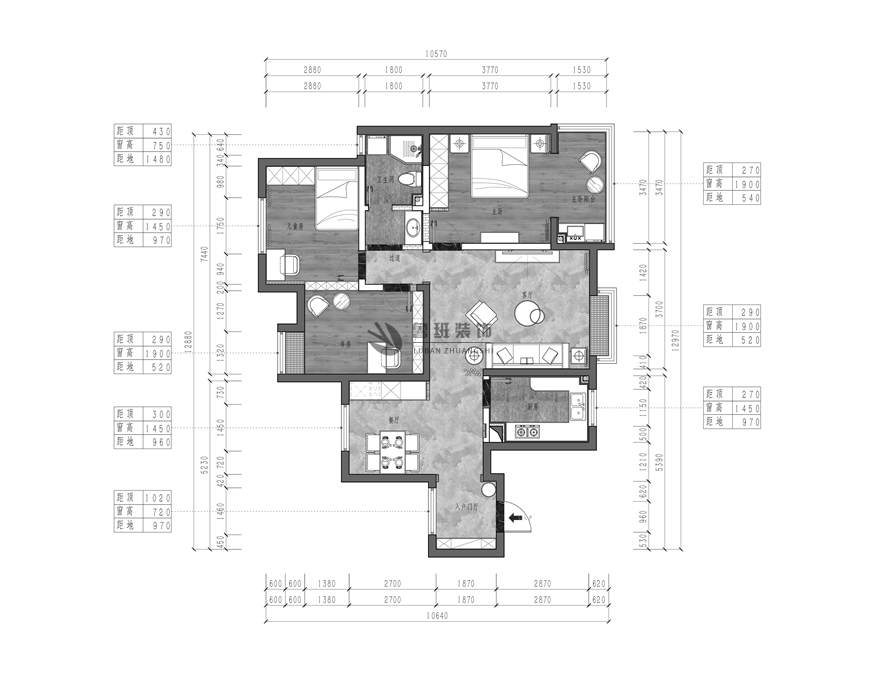 湖濱花園,現(xiàn)代簡約,平面布局設(shè)計(jì)